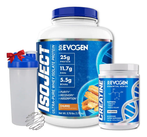 Pack Isoject 1.8kg + Creatina 300g - Evogen Nutrition Sabor Churro Churros