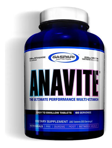 Multivitamínico Anavite Gaspari Nutrition 180 Tabletas Sabor Sin Sabor