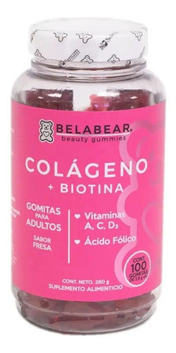 Belabear Colágeno + Biotina 100gomitas Fresa Solanum Fresa