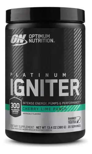 Pre Workout Optimum Nutrition Platinum Igniter 380gr 20 Serv Sabor Cherry Lime Punch