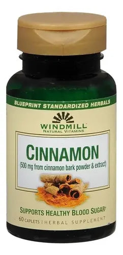Cinnamon (500mg Extract) 60 Capsulas - Windmill (americano) Sabor Sin Sabor