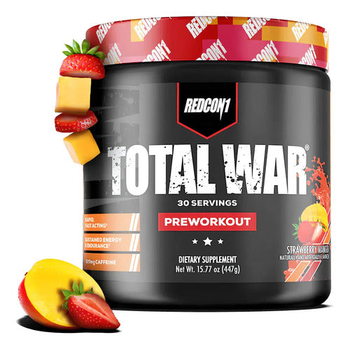 Redcon1 Total War Preentreno 30 Servicios Mango Fresa Suplemento Deportivo