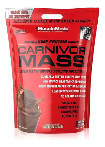Proteína En Polvo Musclemeds Carnivor Mass Chocolate Fudge 4.53kg Sin Lactosa