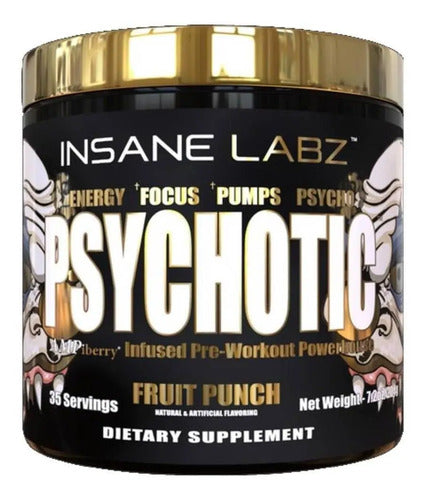 Pre Entreno Insane Labz Psychotic Gold 35 Servicios Sabor Fruit Punch Ponche De Frutas