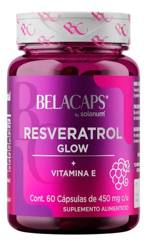Resveratrol Glow Solanum Belacaps + Vitamina E 60 Caps Sabor Sin Sabor