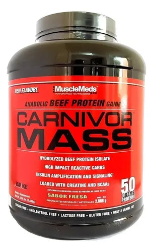 Proteínas En Polvo Musclemeds Carnivor Mass Sabor Fresa 2.72kg Para Masa Muscular