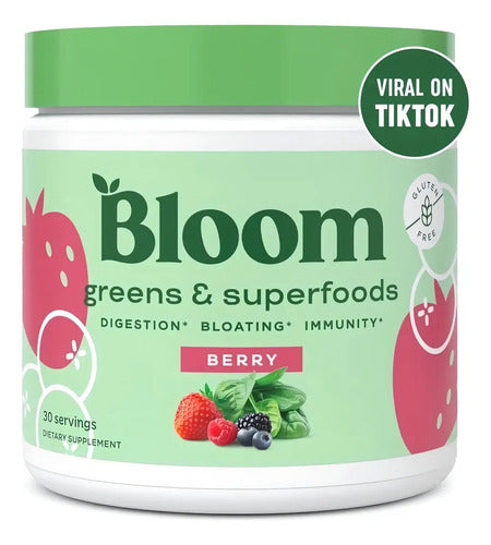 Suplemento En Polvo Bloom Greens & Superfoods Carbohidratos Sabor Berry En Pote De 145g Baya