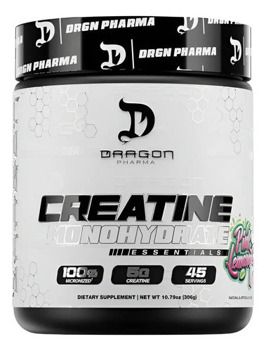 Dragon Pharma Creatina Monohidrato Saborizada 45 Servicios. Sabor Limonada Rosa