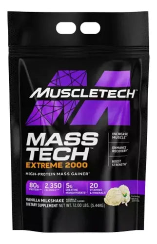 Proteína Muscletech Mass Tech Extreme 2000 12 Lbs 5.44kg Sabor Vainilla