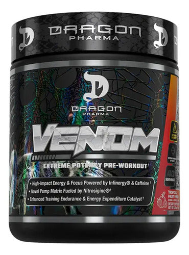 Pre Entreno Dragon Pharma Venom 40 Servs Extrema Potencia Sabor Tropical Fruit Punch Ponche De Frutas