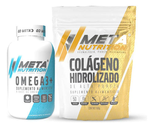 Colageno Hidrolizado Meta Nutrition + Omega 3 90 Caps Pak Sabor Sin Sabor