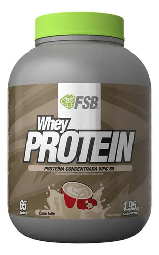 Proteina Whey Protein Fsb 1.95kg 65 Servicios Wpc 80 Sabor Coffe Latte