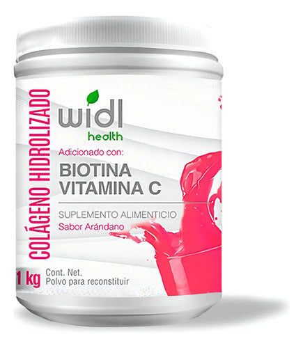 Colágeno Hidrolizado Widl Health 1kg Sabor Arándano Con Biotina Y Vitamina C