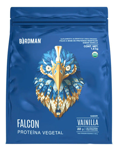 Birdman Falcon Protein Proteína Vegana Orgánica | Con Enzimas Y Probióticos | Sin Gluten | Vainilla | 1.8kg