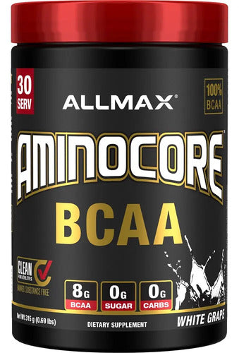 Allmax Aminocore Bcaa Aminoácidos Esenciales 30 Servicios Sabor Uva Blanca