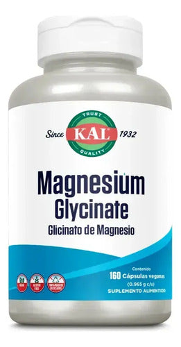 Kal | Glicinato De Magnesio 350 Mg | Con Bioperine Para Mejor Absorción | 160 Cápsulas Vegetarianas | Magnesium Glycinate | Suplemento Diario | Ingredientes Puros | Hecho En Usa Sin Sabor