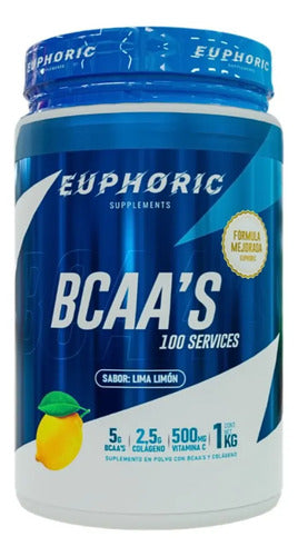 Aminoácidos Bcaas + Colágeno Euphoric 1kg Sabores Sabor Lima-limón
