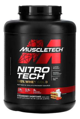 Suplemento En Polvo Muscletech Muscletech Nitrotech Whey Gold Proteína De Nitro Tech 100% Whey Gold Sabor Strawberry X 2.28kg