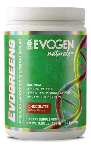 Evogen Evogreens 30 Serv Probioticos Verdes Frutas Y Vegetal Sabor Chocolate