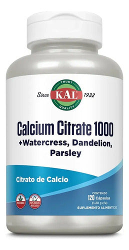 Kal Citrato De Calcio 1000mg Suplemento Nutricional 120 Cápsulas Sin Sabor
