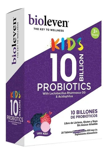 Probióticos Para Niños 10 Billones Bioleven® 20 Tabletas 3 Moras