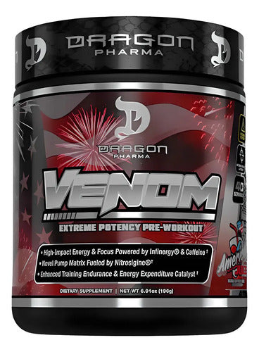 Suplemento En Polvo Dragon Pharma Venom Pre Entrenamiento Sabor American Juice X 196g