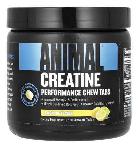 Creatina Monohidrato Animal En Tabletas Masticables De 120 Unidades Sabor Lemon Ice Lemon Ice Flavor