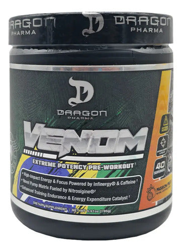 Pre Entreno Dragon Pharma Venom, Pasión De Frutas, Para Energía Y Enfoque