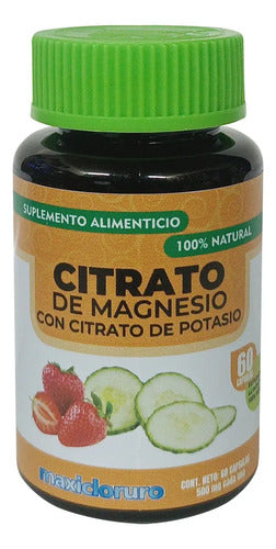 Suplemento Citrato De Magnesio Y Potasio Maxicloruro, 60 Cápsulas Fresa Y Pepino