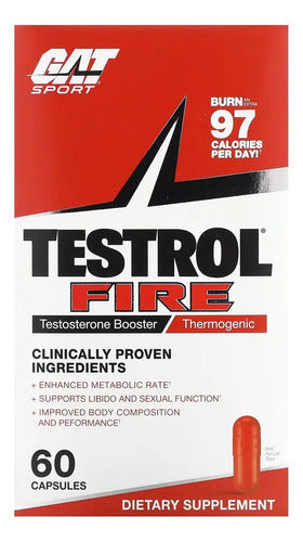 Testrol Fire Gat Sport 60 Cápsulas Termogénico Sabor Sin Sabor