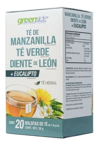 Té Manzanilla Té Verde Y Diente De León 20 Bolsitas Greenside