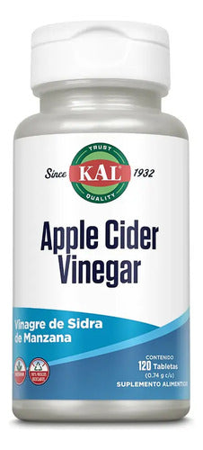 Suplemento De Vinagre De Sidra De Manzana En Cápsulas Kal 120 Tabletas Sin Sabor