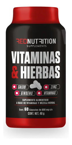 Multivitamínico Vegano Sin Gluten Sin Sabor 60 Cápsulas Rednutrition