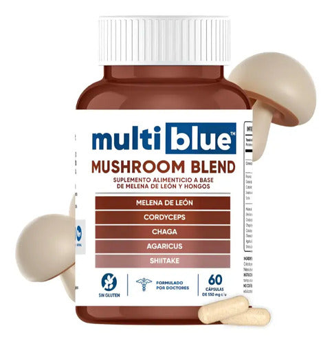 Suplemento Nutricional Multiblue Mushroom Blend Cápsulas Sin Gluten 120 Pzas Sin Sabor