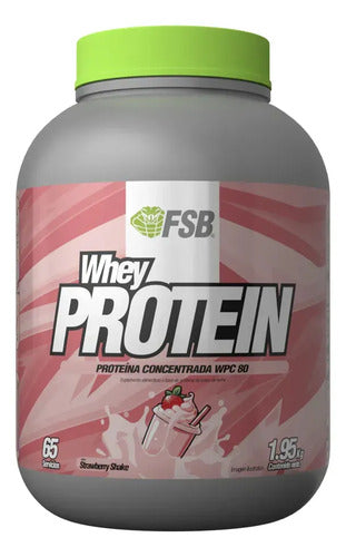 Proteina Whey Protein Fsb 1.95kg 65 Servicios Wpc 80 Sabor Strawberry Shake Fresa