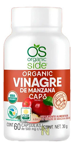 Capsulas De Vinagre De Manzana Organic Side 60 Caps 500 Mg Vinagre De Manzana