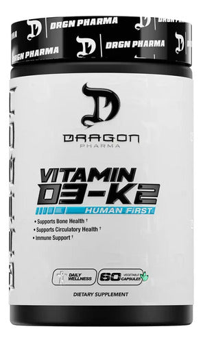 Vitaminas Dragon Pharma D3 K2 60 Cápsulas Suplemento Óseo Cardiovascular Sin Sabor