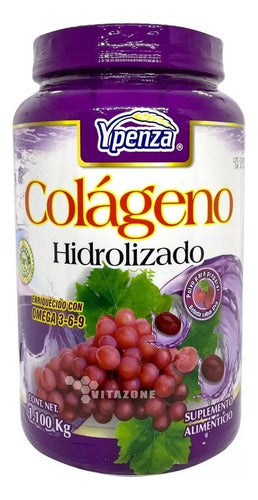 Colágeno Hidrolizado Ypenza En Polvo 1.1kg Sabor Uva Omega 3-6-9