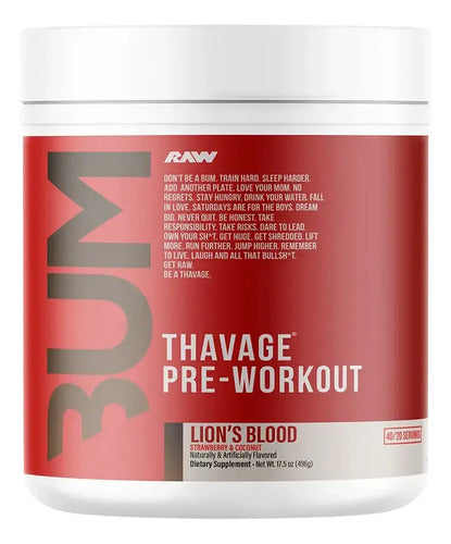 Pre Entreno Raw Cbum Thavage Pwo 40 Serv Nuevos Sabores! Sabor Lions Blood