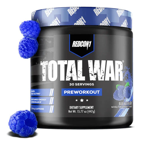 Pre Entreno Redcon1 Total War 30 Servicios Sabor Mora Azul Arándano