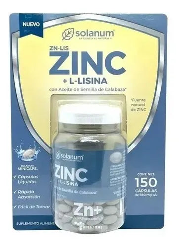 Solanum Zinc + L-lisina Con Aceite Semilla De Calabaza Sin Sabor