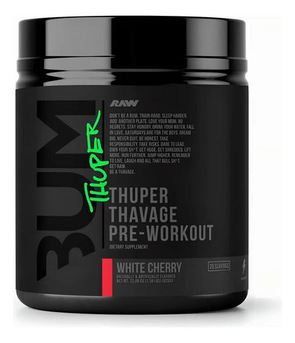 Suplemento En Polvo Raw Nutrition Raw Cbum Thuper Thavage Pre Entrenamiento Sabor White Cherry En Bote