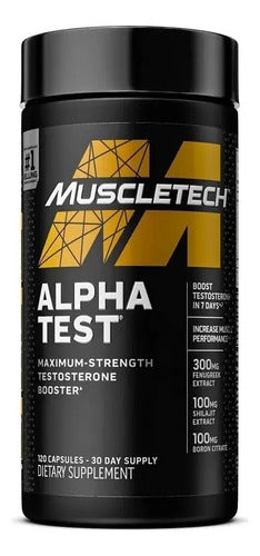 Preentreno Alpha Test Muscletech Testosterona 120 Capsulas Sin Sabor