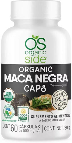 Maca Negra Orgánica 60 Cápsulas Raíz De Perú Organic-side Sabor Natural