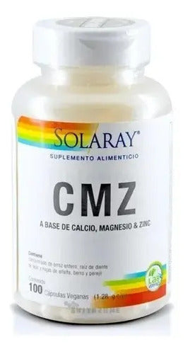 Calcio Magnesio Zinc 100 Cápsulas Veganas Solaray Cmz Sin Sabor