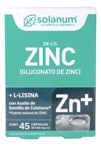 Solanum Zinc + L-lisina Aceite Semilla De Calabaza 45cap Sabor Sin Sabor
