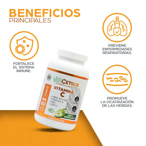 Just Cetrux Vitamina C 180 Tabletas 1450mg C/u Olnatura Manzana Verde