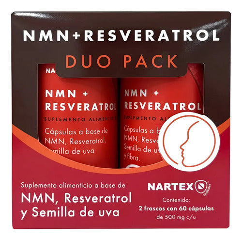Nmn + Resveratrol Y Semilla De Uva 60 Cáps Nartex Duo Pack Sin Sabor