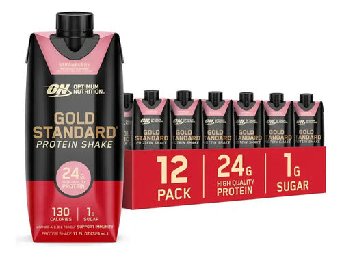 Bebida Proteica Optimum Nutrition Gold Standard Protein Shake 12 Pack 325 Ml Sabor Fresa