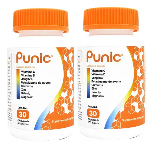 2 Vitaminas Punic 30 Capsulas Vitaminas E D Mineral Zinc Pak Sin Sabor